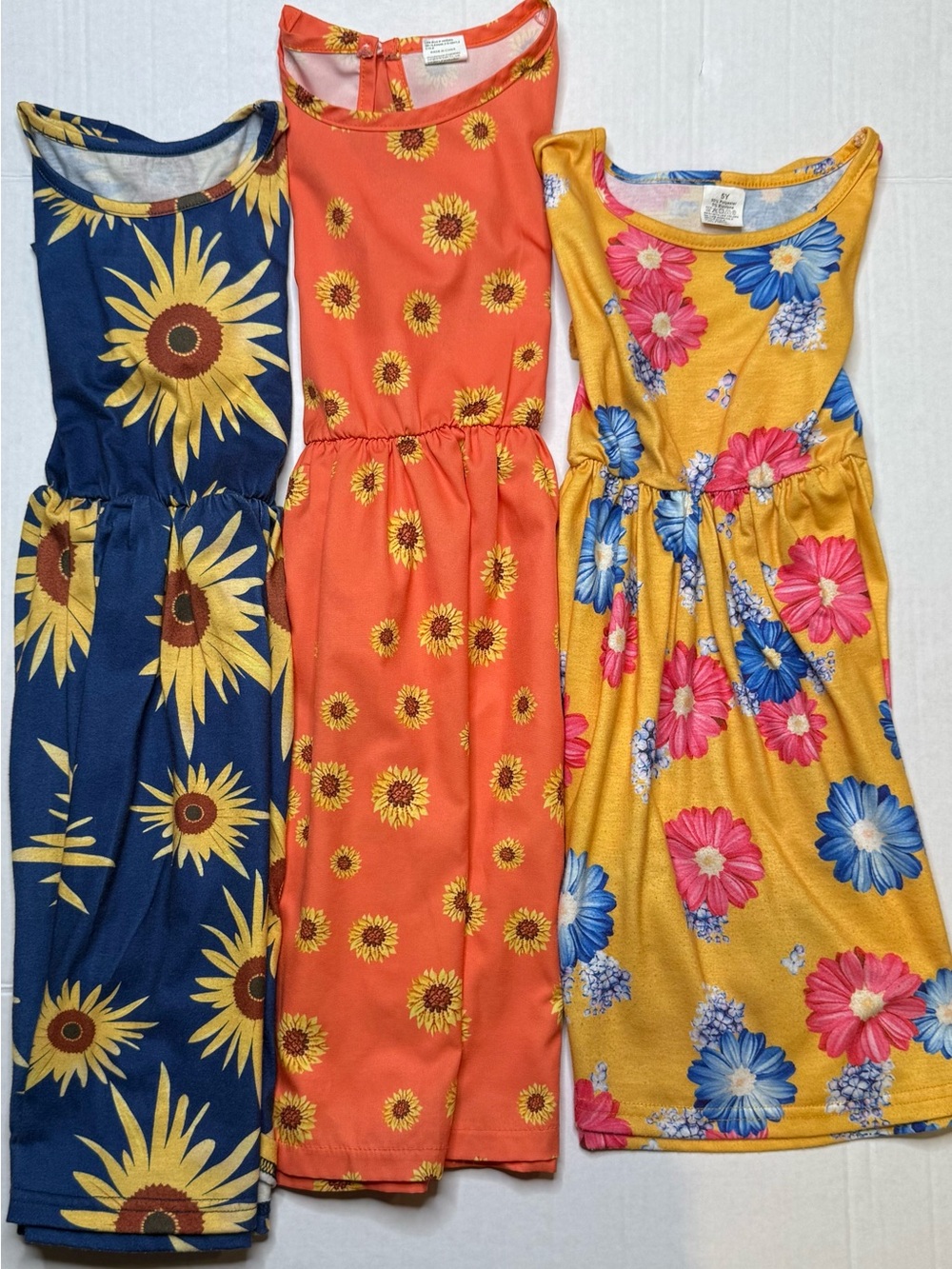 Girls Dress Bundle Size 5 | 3 Pc Floral Sunflower Dresses 🌼🌻